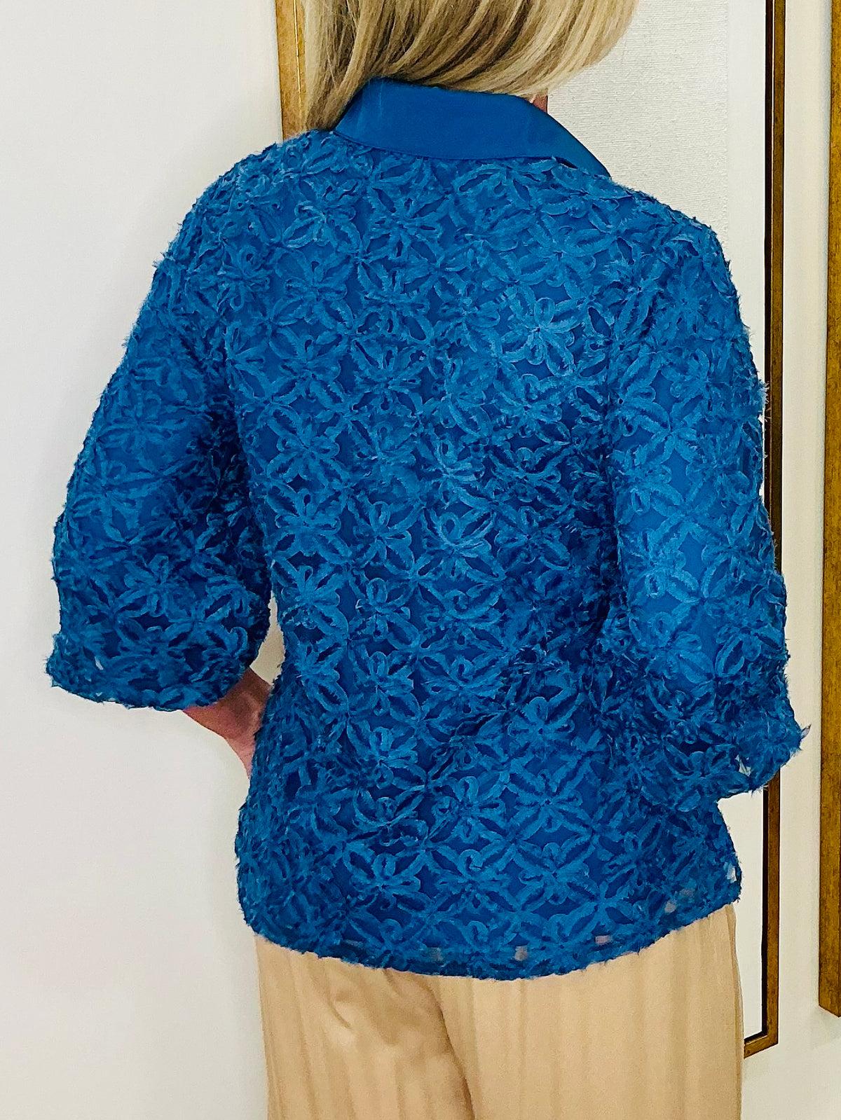 Floral Lace Top Denim Blue