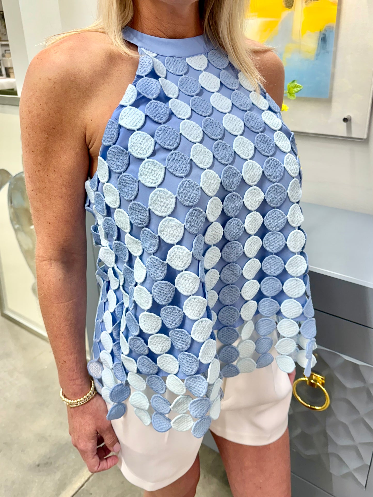 Blue Two Tone Sleeveless Top