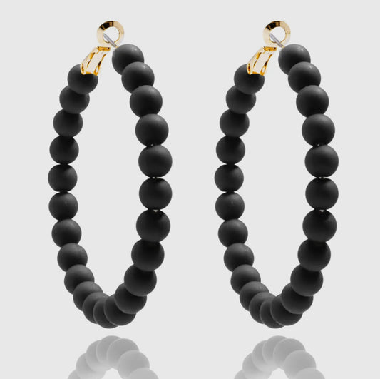 Matte Beaded Hoop Earrings