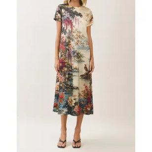 Cream Floral Scenic Dress