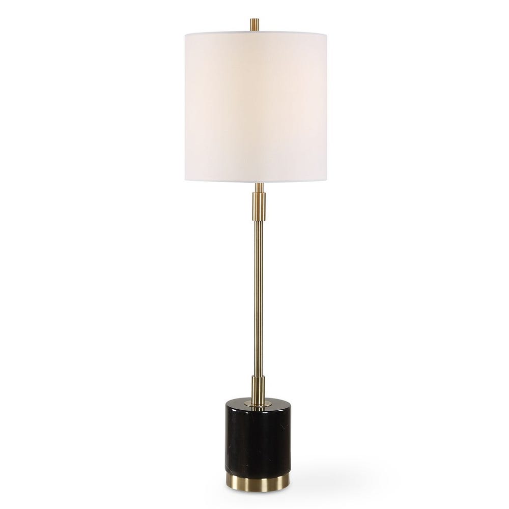 Gold Lamp w/ Black Marble Base 33"