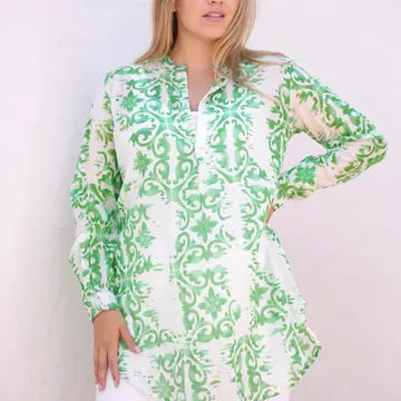 Sheer Abstract Green Top