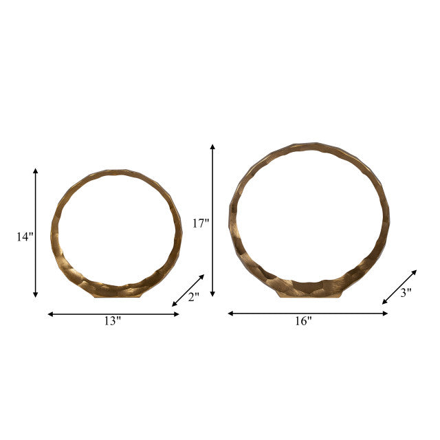 Metal Hammered Ring Decor S/2