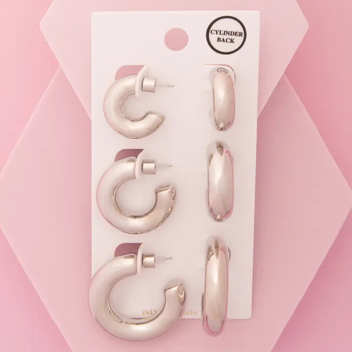3-Pair Hoop Earrings