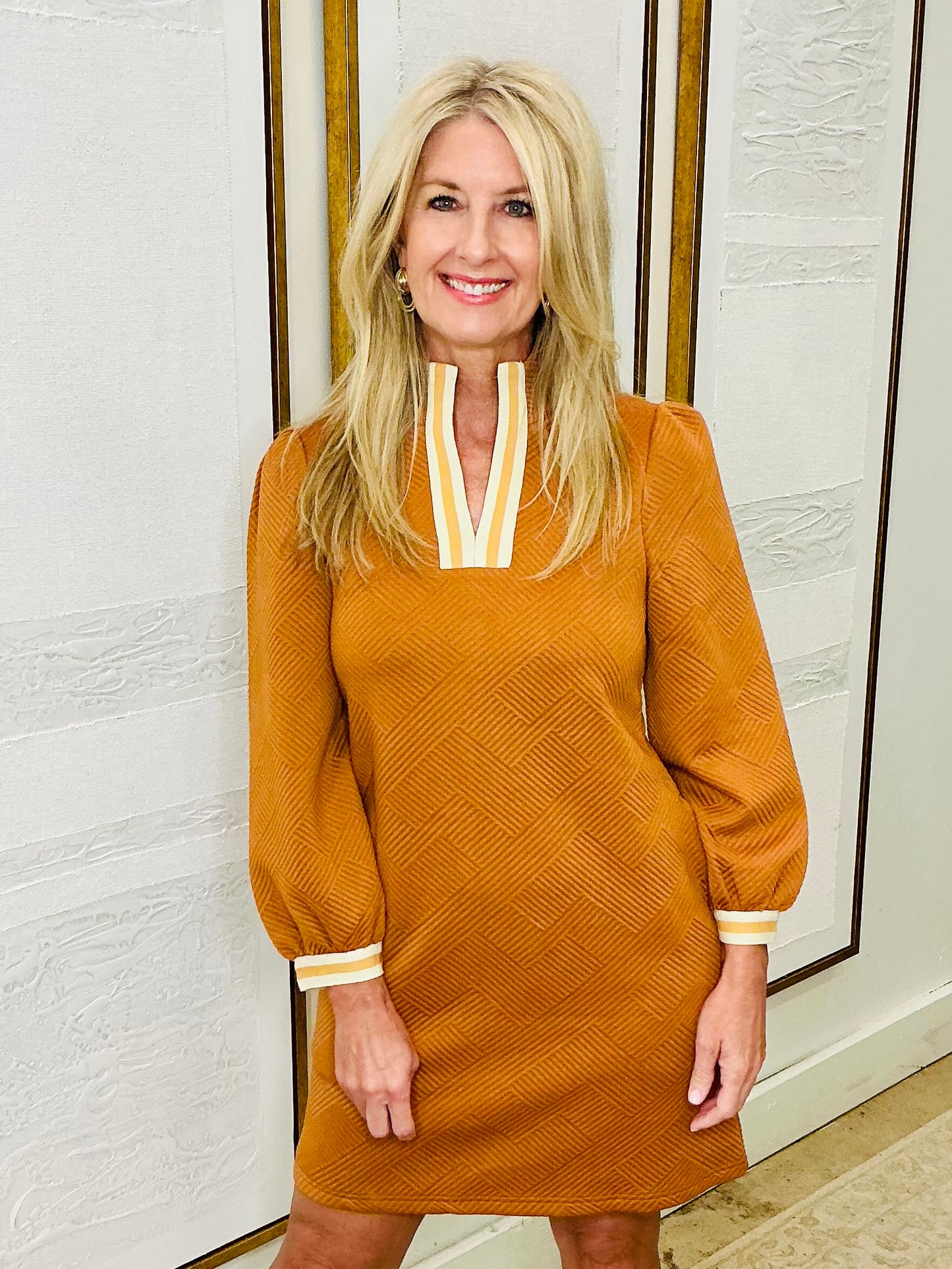 Orange Textured Mini Dress