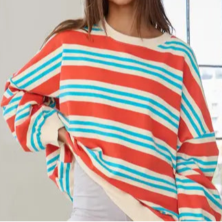 Red White & Blue Striped Sweatshirt