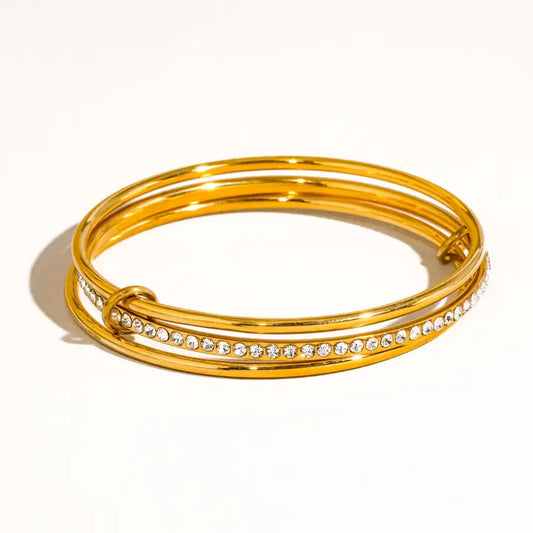18k Gold Rhinestone Stack Bracelet