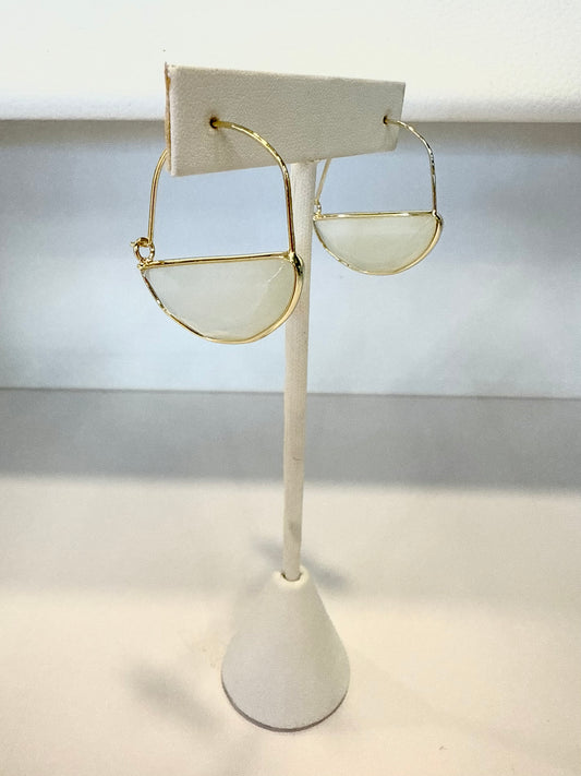 White Stone Prism Hoop Earrings