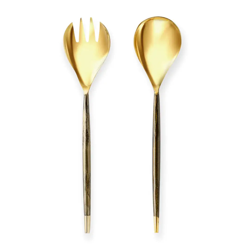 12" Gold Salad Servers