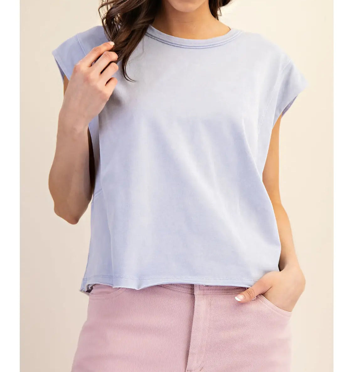Washed Lavendar Cropped Sleeveless Tank