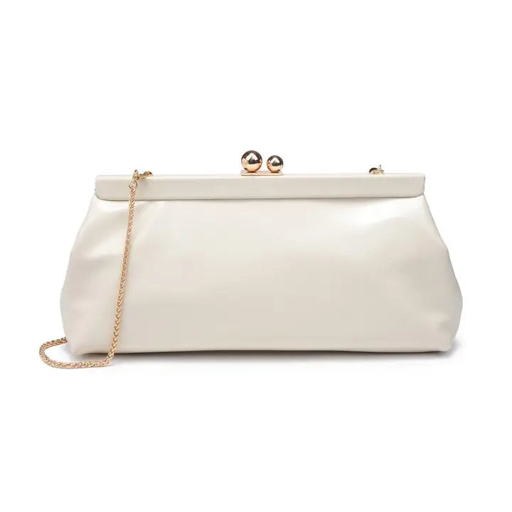 Ivory Clutch Bag w/ Chain Strap