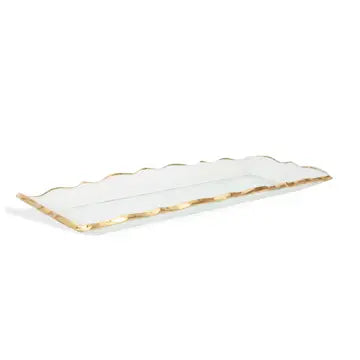 Glass Oblong Tray w/ Gold Edge