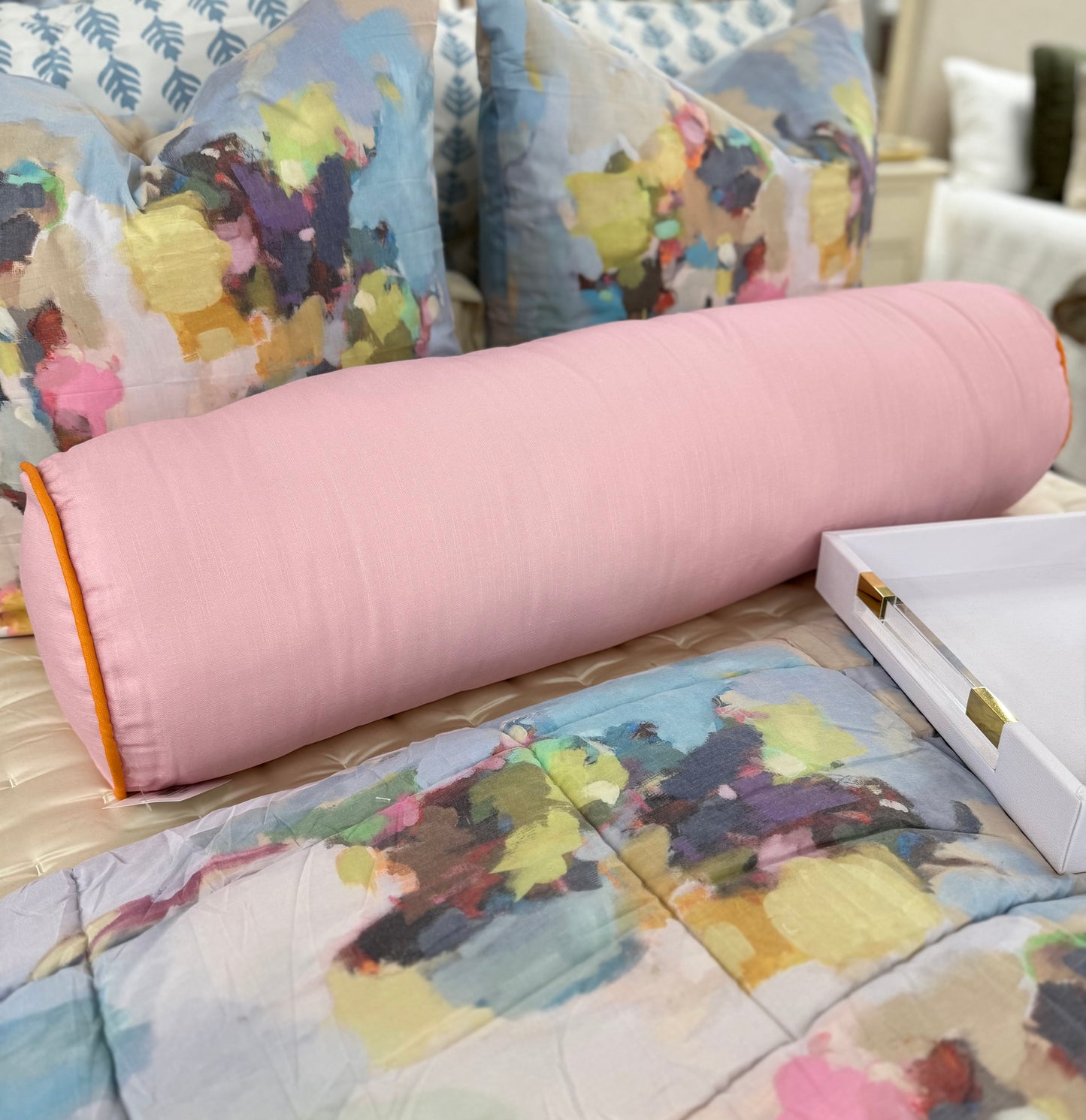 Laura Park Pink Orange Bolster