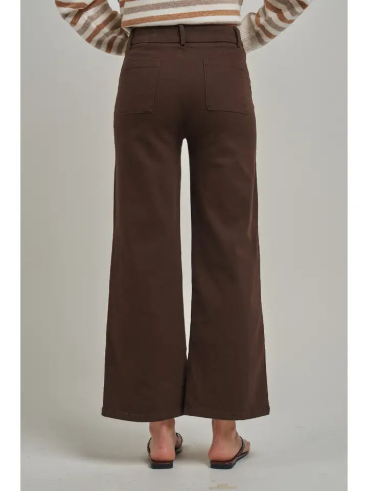 Wide Leg Stretch Pants w/ Bow Pocket Jean