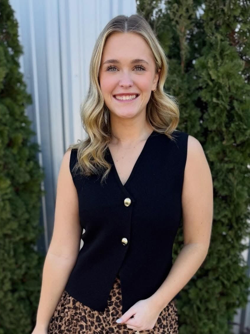 Black Vest with Gold Buttons