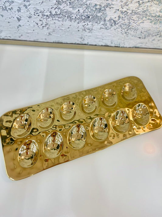 Gold Porcelain Deviled Egg Tray