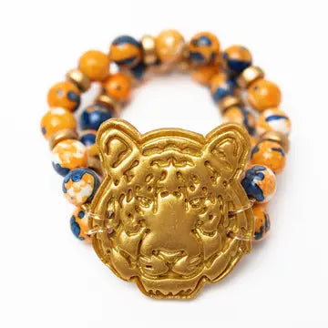Orange/Blue Double Bracelet w/ Tiger