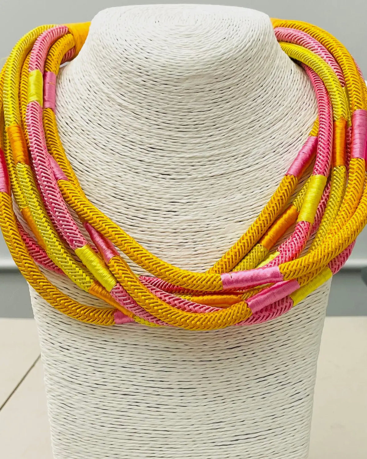 Eight Strand Necklace Yellow/Pink