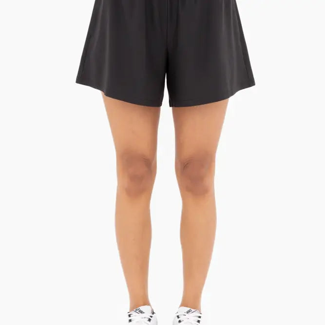 Black Smocked Waist Shorts