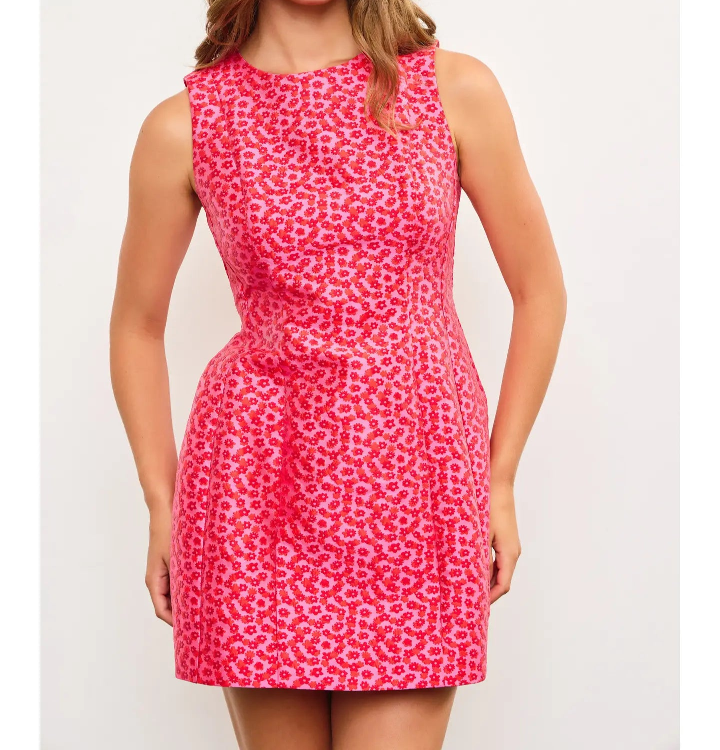 Pink Floral Princess Line Dress