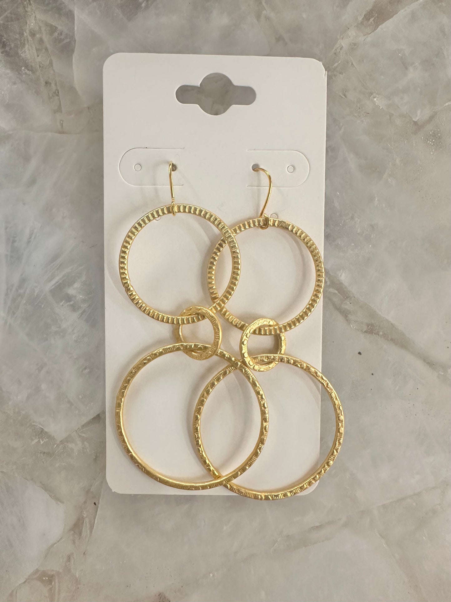 Triple Circle Gold Earrings