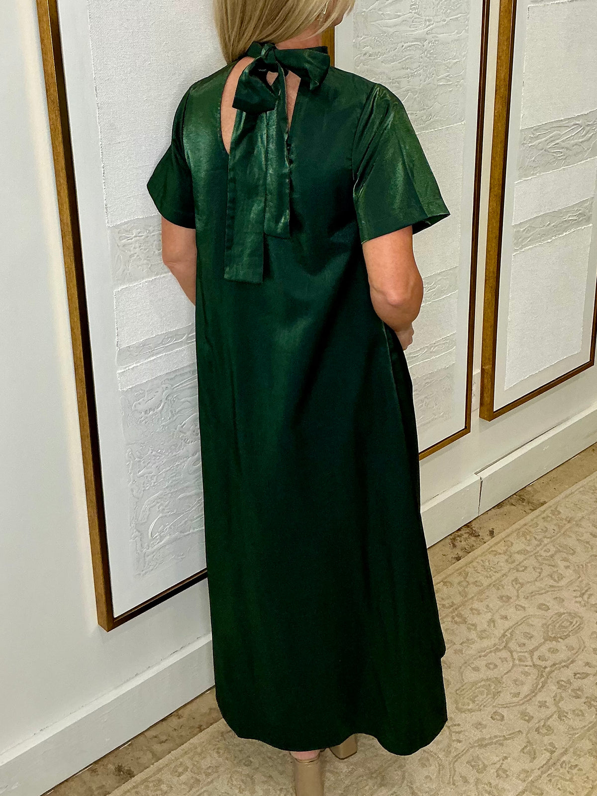 Satin Maxi Dress/Pine