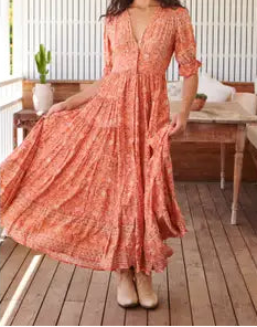Orange Floral Maxi Dress