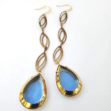 Vintage Sapphire Glass Teardrops