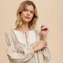 Natural Floral Peasant Blouse