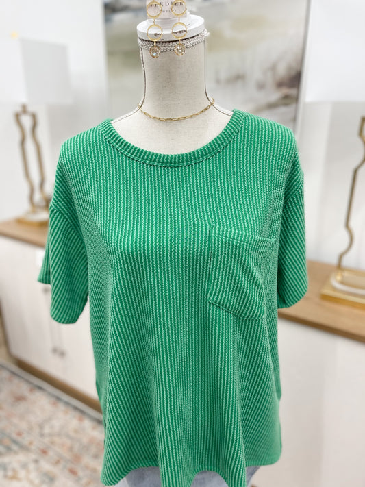 Green Textured Tunic Top