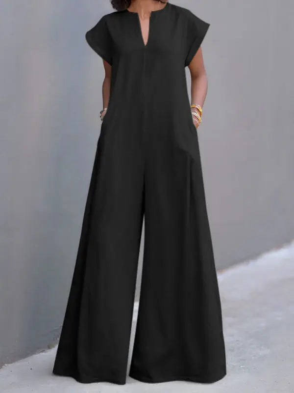 Black Cap Sleeve Jumpsuit
