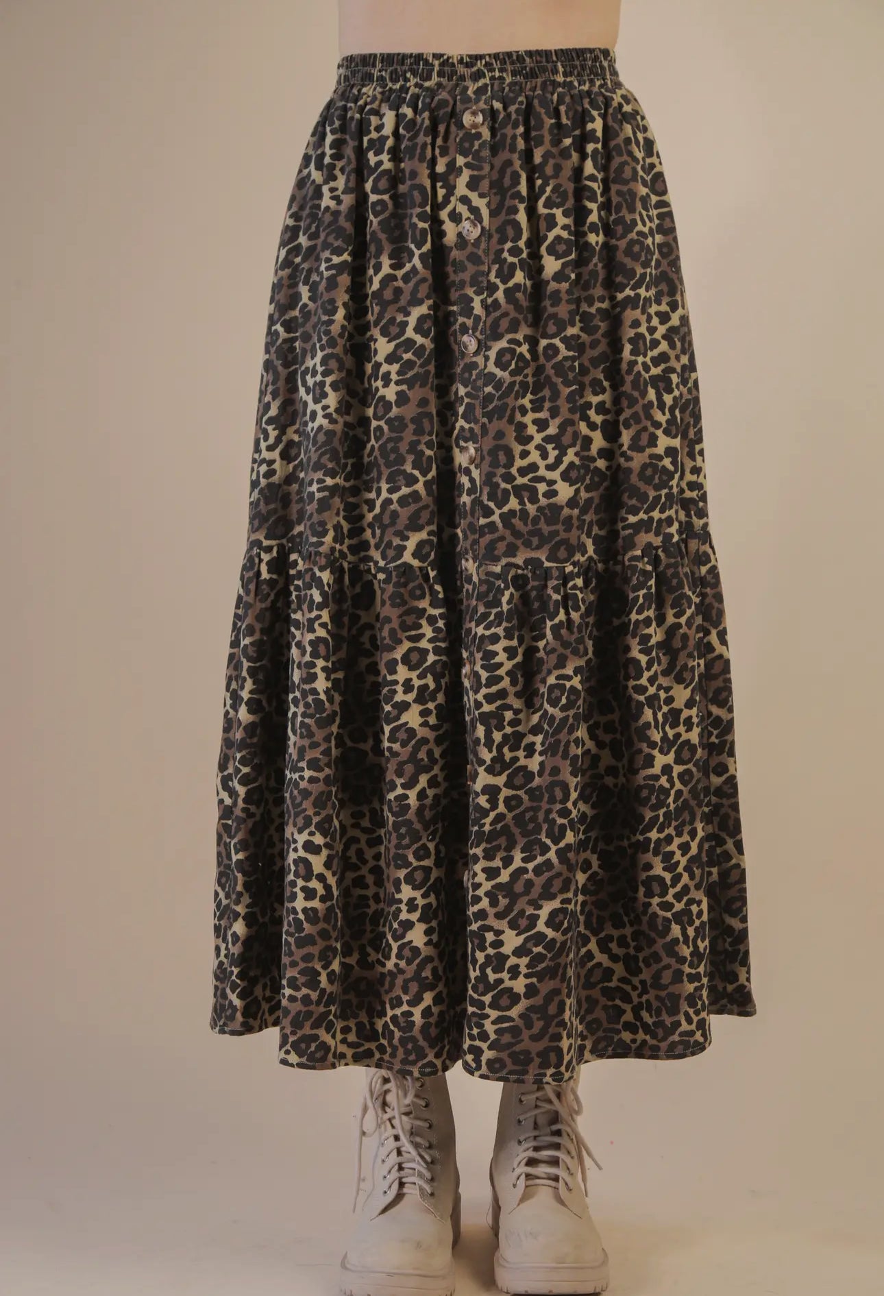 Plus Leopard Long Skirt