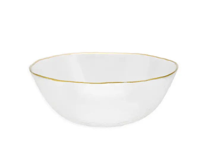 Clear Salad Bowl w/Gold Rim