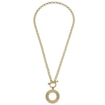 Gold Fluted Toggle Necklace