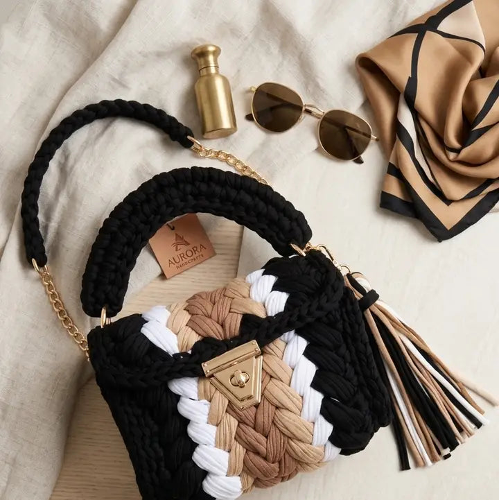 Black Neutral Handmade Crochet Purse