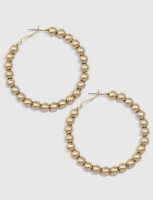 Matte Gold Beaded Hoop Earrings