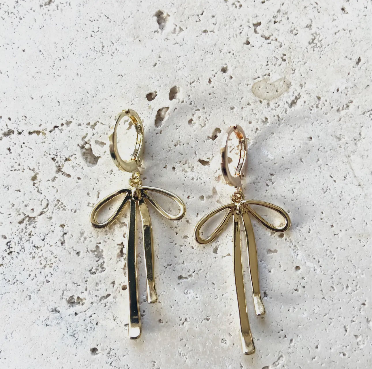Ribbon Bow Earrings/Nickel Free & Gold Plated