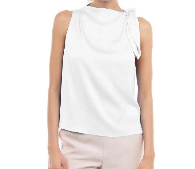 Off White Silk Tank w/ Bow