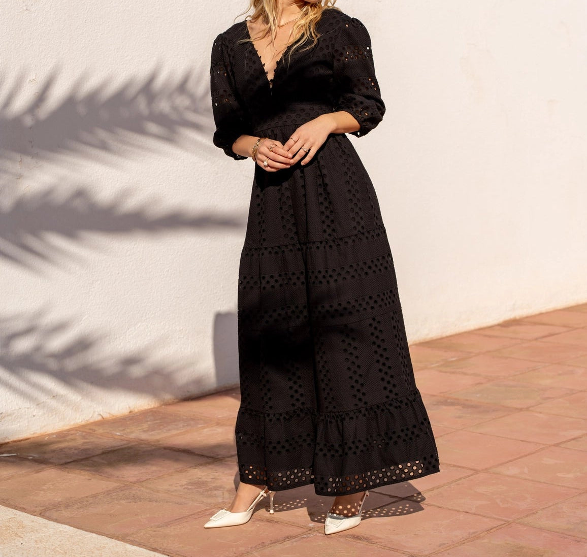 Black Eyelet Cotton Dress