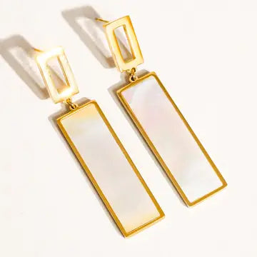 18k Gold White Drop Earrings