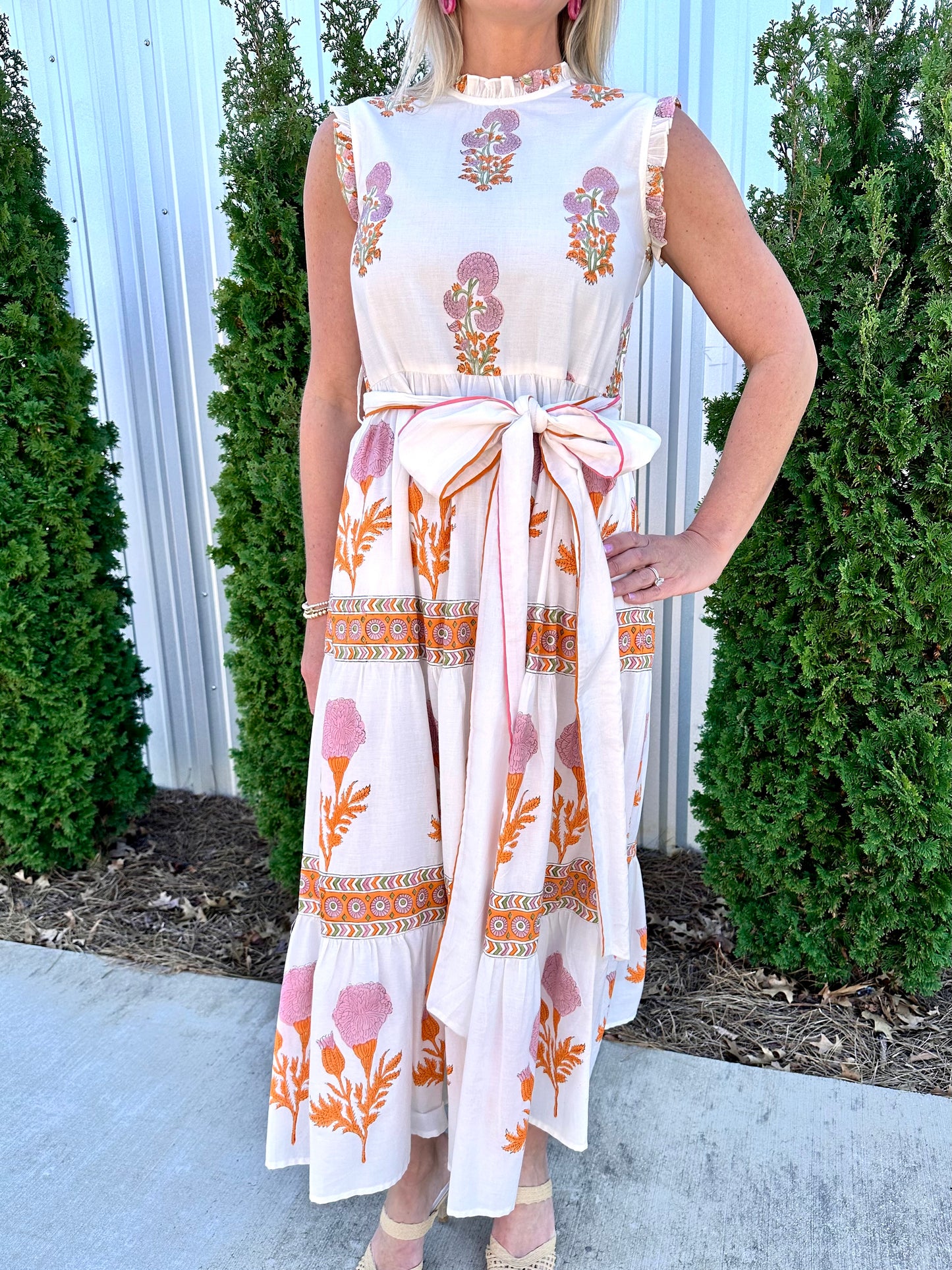 Flower Print Tiered Maxi Dress