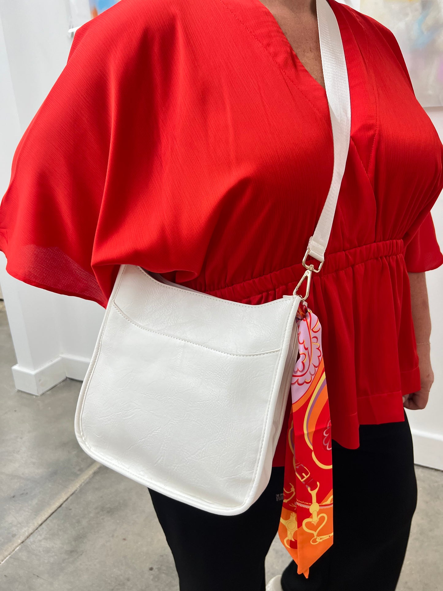 White Vegan Leather Saddlebag