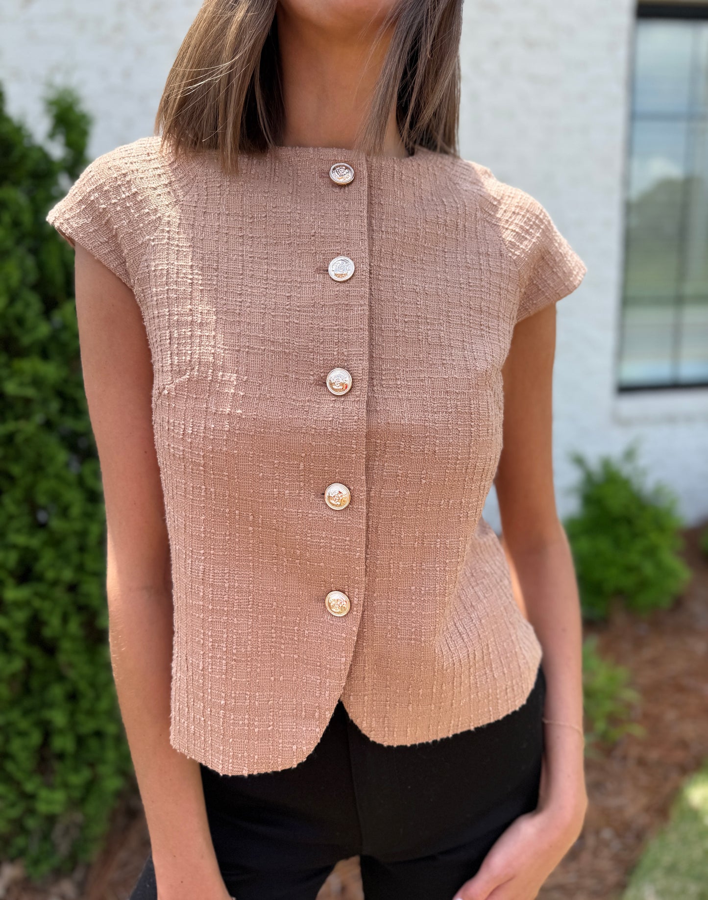 Tweed Sleeveless Top