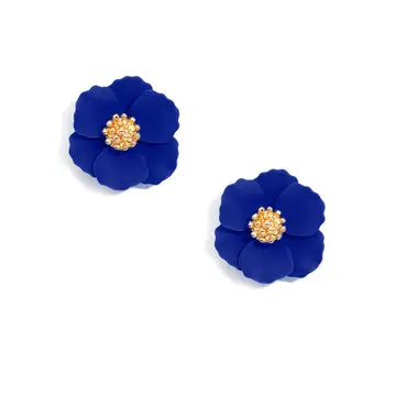 Blue Floral Stud Earrings