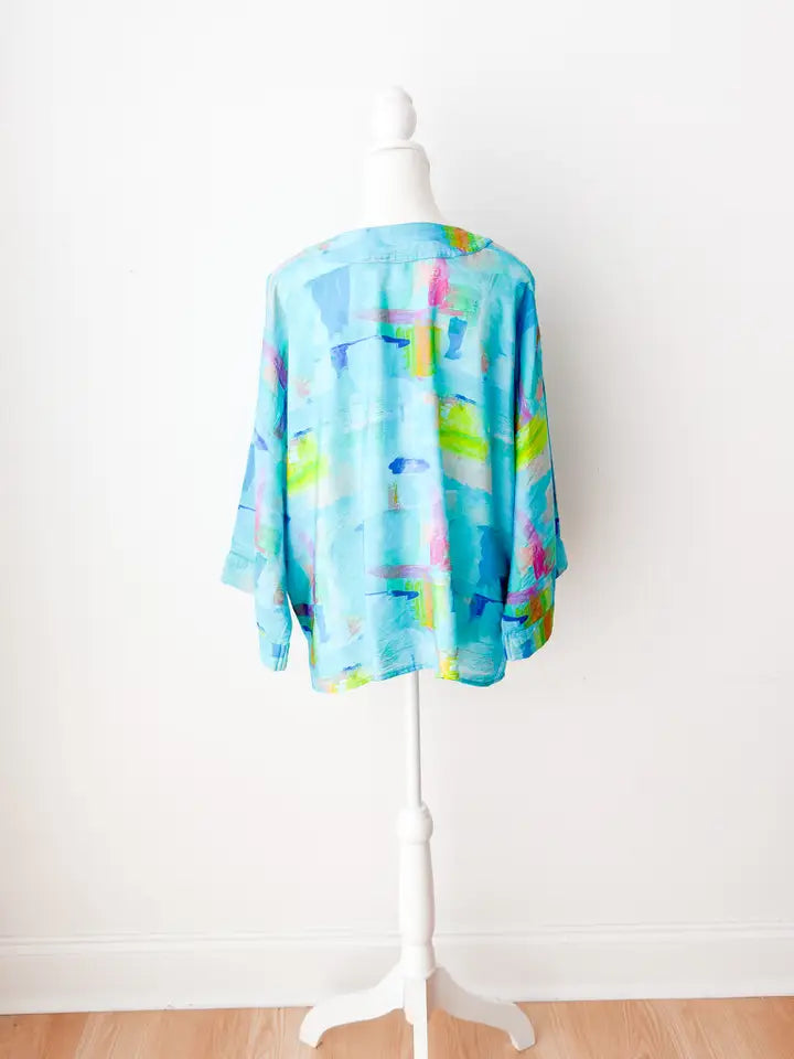 Blue Multi Kimono