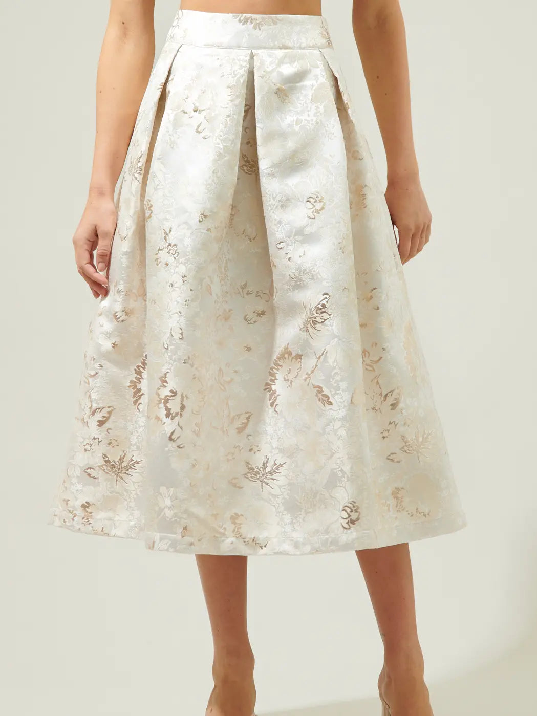 Champagne Jacquard Midi Skirt
