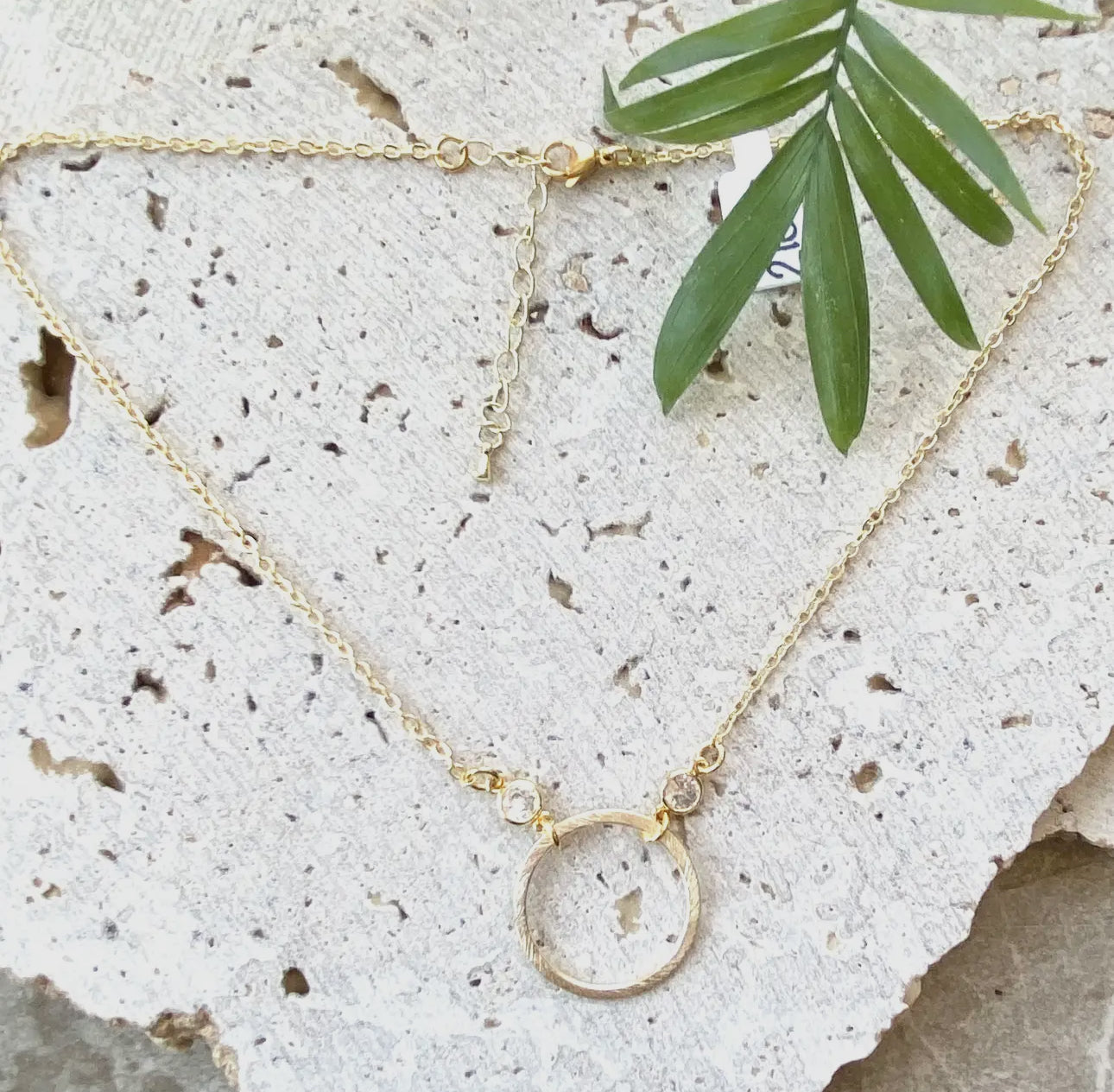 Gold Circle Necklace 18”