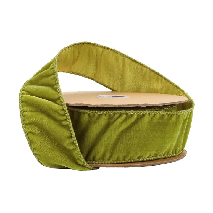 2.5" Wired Green Velvet Ribbon 10 Yards