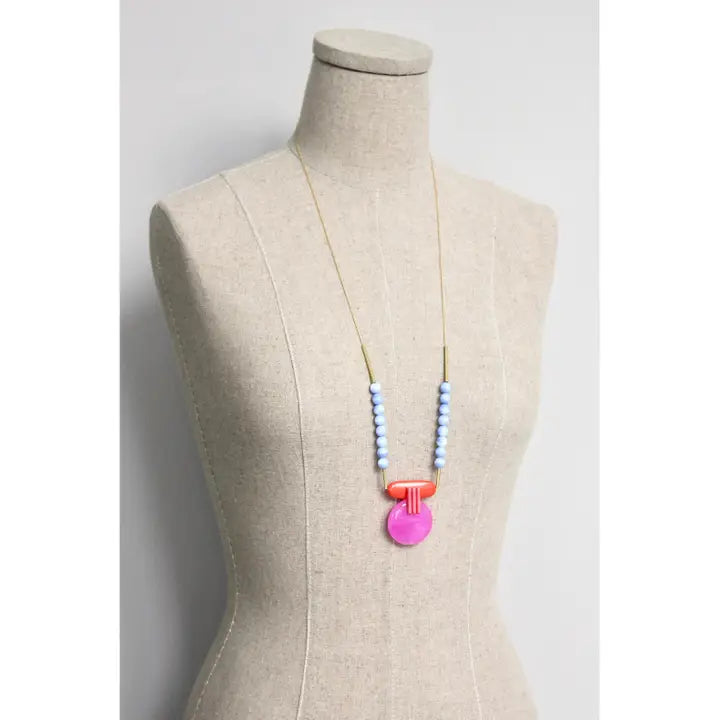 Pink & Orange Pendant Necklace