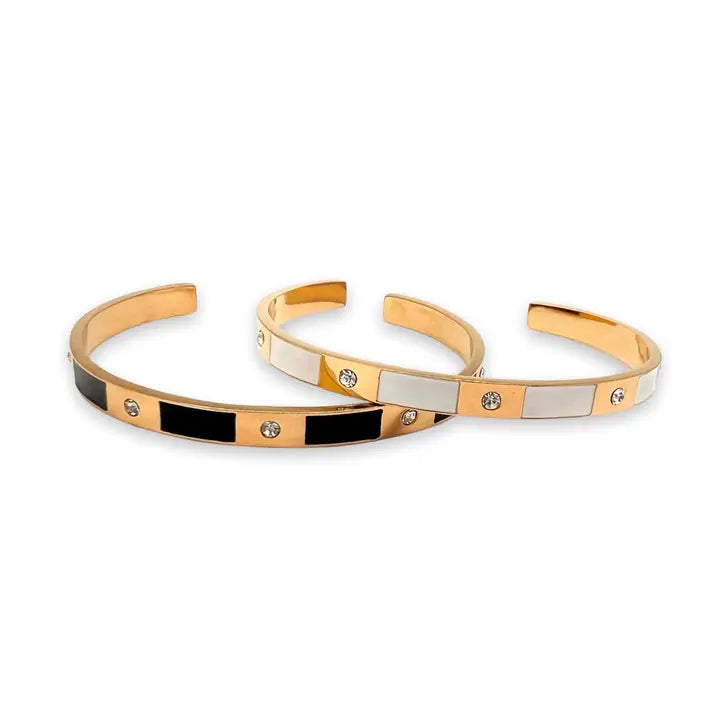 Black & Gold Enamel Cuff Bracelet